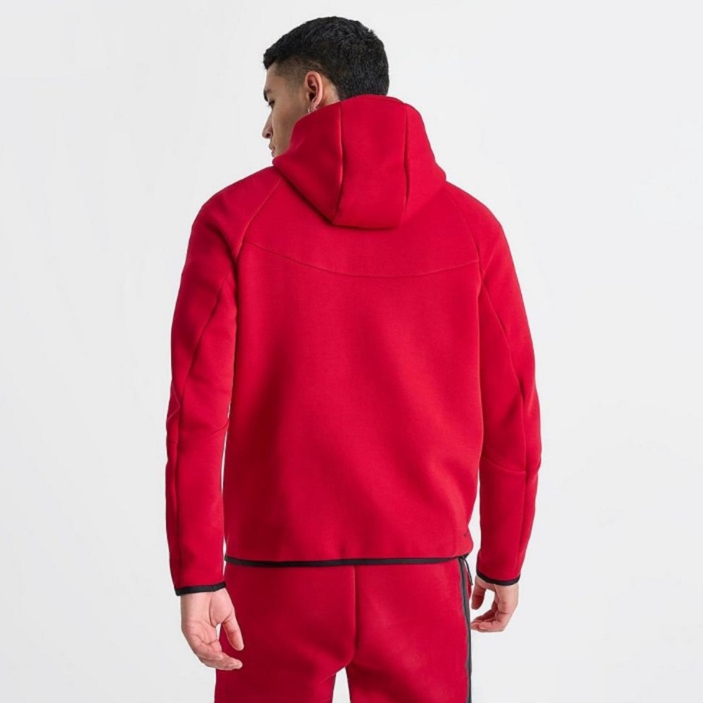 NWT Nike Sportswear Tech Fleece 2-piece Hoodie/Shorts - Gym Red/Black - Picture 4 of 14